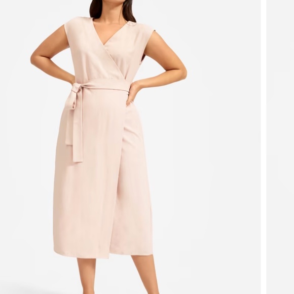 NWOT Everlane The Japanese GoWeave Short-Sleeve Wrap Dress in Rose - Picture 3 of 7